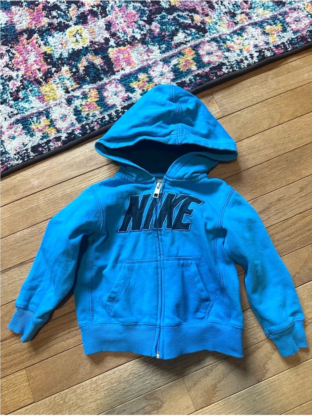 Nike Toddler Zip Front Hooded Logo Sweatshirt 2T Athletic Black Blue